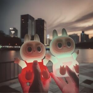 2 Monsters Night Light Silicone Color Changing LED Lamp USB Recharge Squeezable